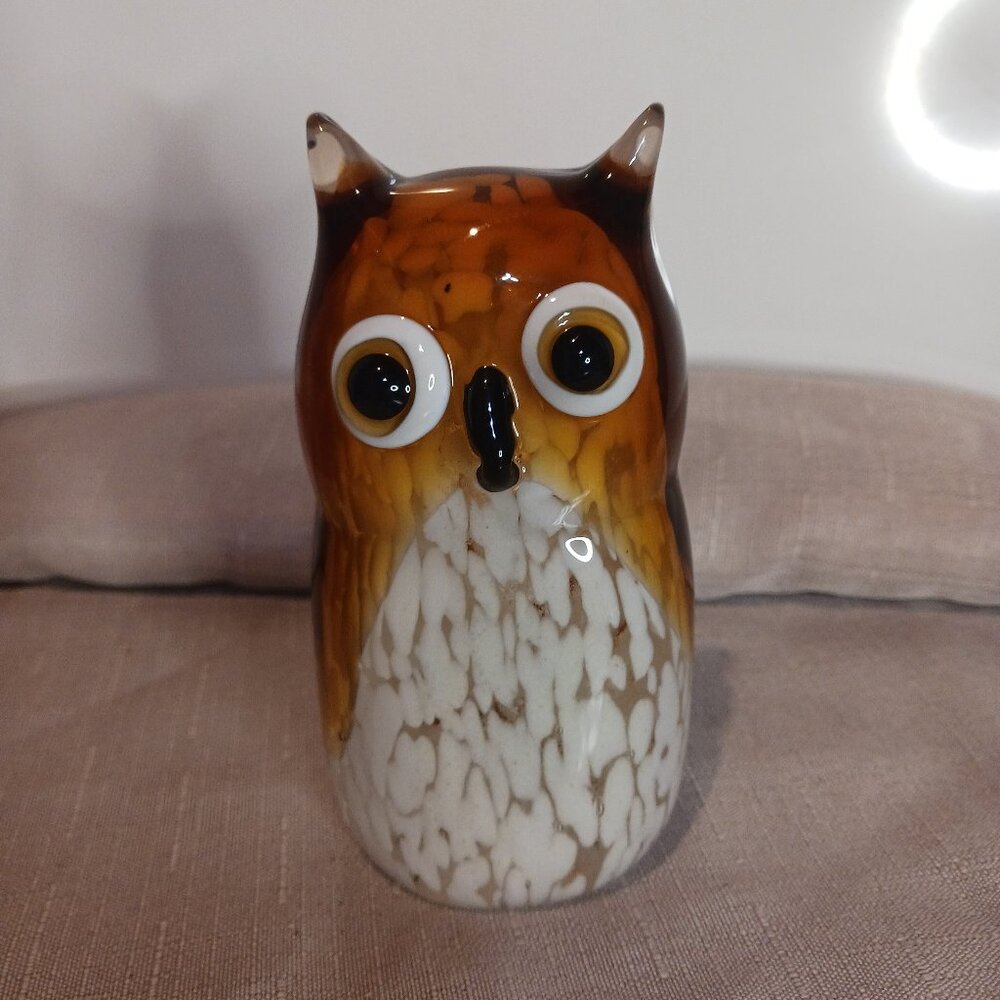 Hand Blown Art Glass Owl